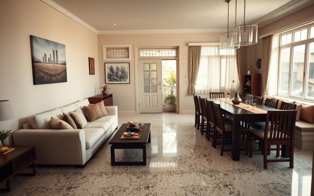 Living and dining furniture set in a Bangsar terrace house